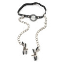 O-Ring Gag with Nipple Clamps